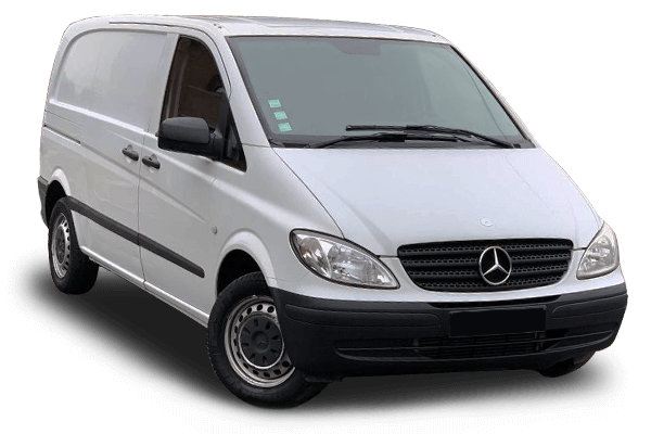 Vue latérale du fourgon MERCEDES VITO II - 2003 – modèle utilitaire gris aménageable